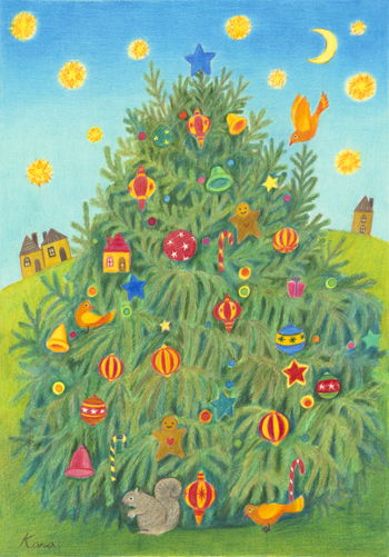 橋本佳奈の童画の世界「christmas tree」